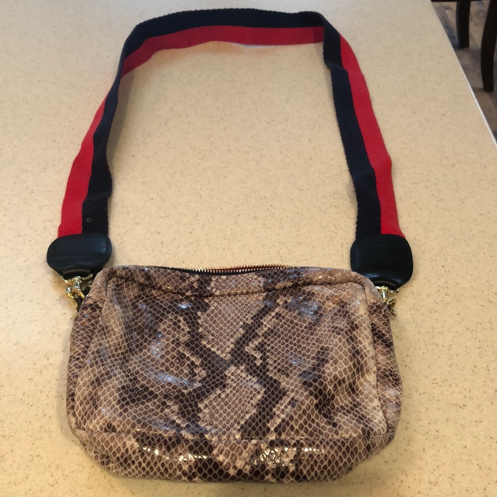 Clare V. Midi Sac Snakeskin Embossed Leather Crossbody Bag PRISTINE CONDITION